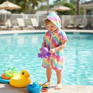 GREAT GIFT - Rainbow Unicorn pool, beach, bath cover up robe size 4